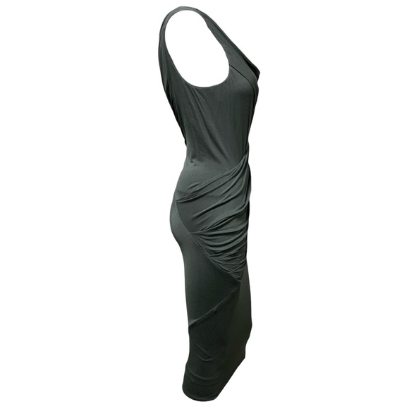 Donna Karan Cowl-Neck Ruched Midi Dress In Sage Green | Size M - Picture 5 of 14